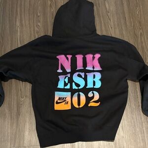 Nike Men's Black Hoodie with Orange Patch